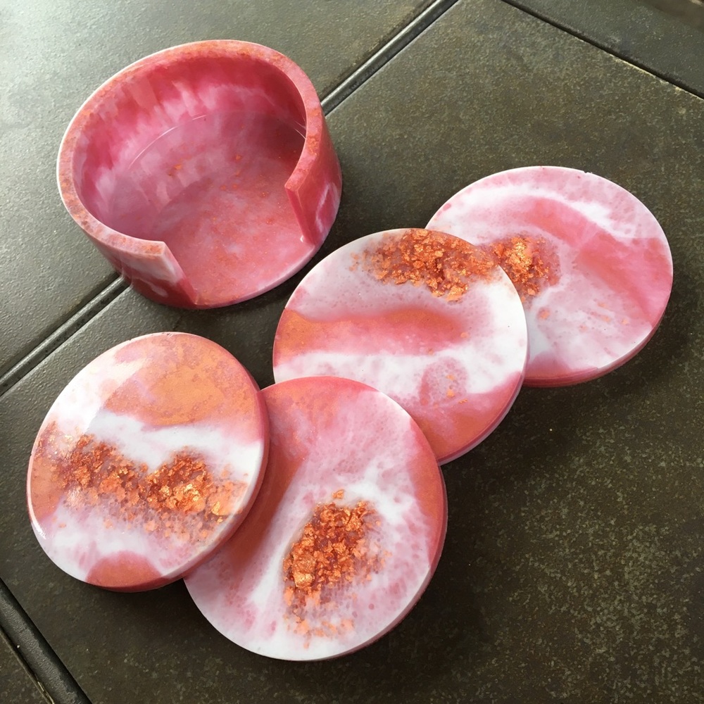 Handmade resin coaster set